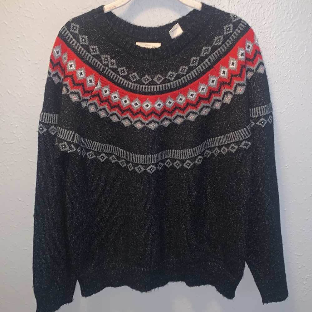 Weatherproof Vintage Fairisle Preppy Ski Sweater Black Women’s Sz Large